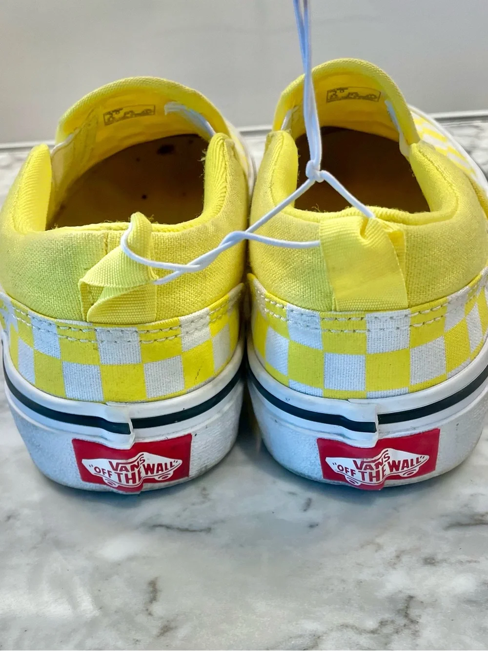 VANS CLASSIC Slip On Checkerboard Cyber Yellow Sneakers Missy Kid/Teen Size 3